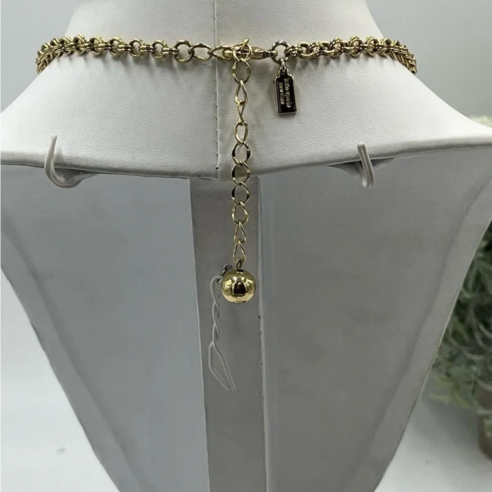Kate Spade Day Tripper Black Faceted Rhinestones Gold Tone Statement Necklace‎